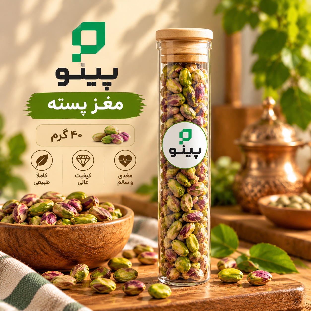 مغز پسته خام  لوله ای 50گرم پینو 626300128